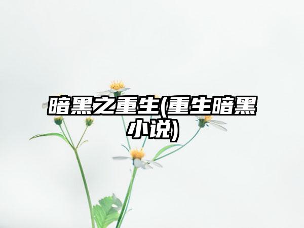 暗黑之重生(重生暗黑小说)