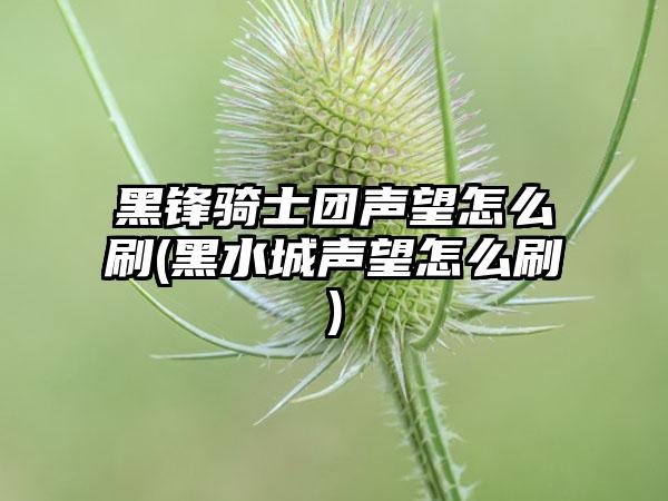 黑锋骑士团声望怎么刷(黑水城声望怎么刷)