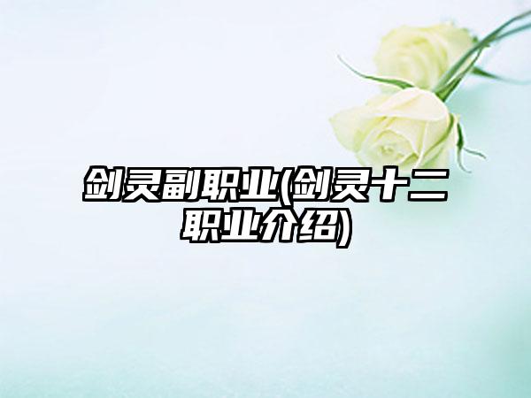 剑灵副职业(剑灵十二职业介绍)