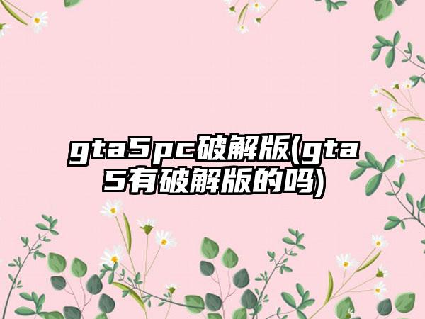 gta5pc破解版(gta5有破解版的吗)