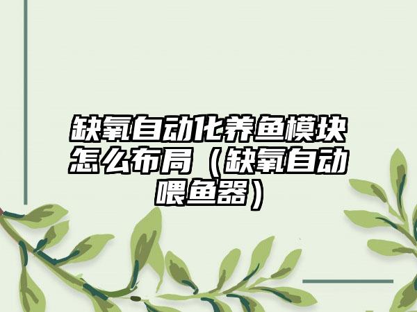 缺氧自动化养鱼模块怎么布局（缺氧自动喂鱼器）
