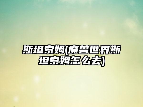 斯坦索姆(魔兽世界斯坦索姆怎么去)