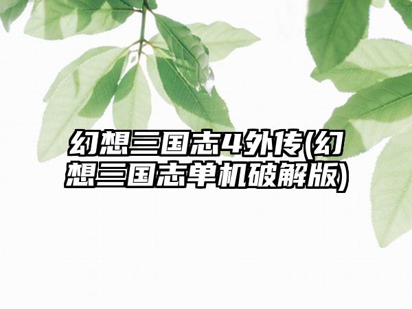 幻想三国志4外传(幻想三国志单机破解版)