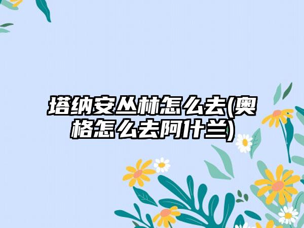 塔纳安丛林怎么去(奥格怎么去阿什兰)