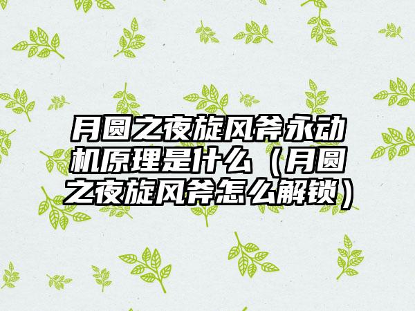 月圆之夜旋风斧永动机原理是什么（月圆之夜旋风斧怎么解锁）