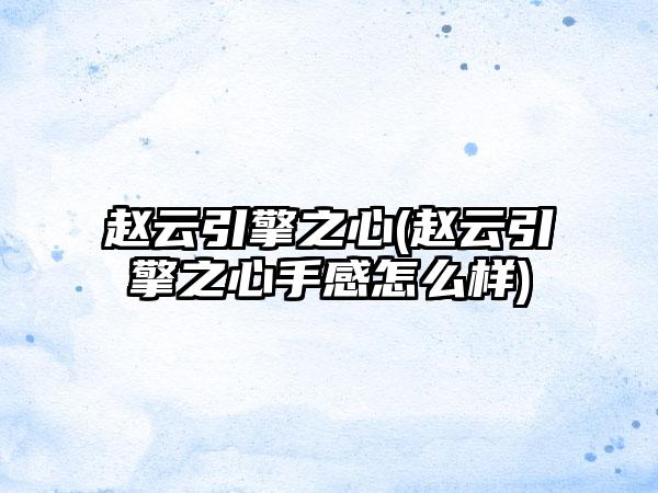 赵云引擎之心(赵云引擎之心手感怎么样)