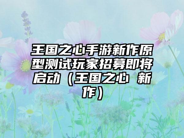 王国之心手游新作原型测试玩家招募即将启动（王国之心 新作）