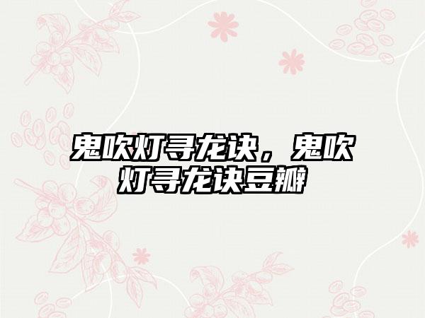 鬼吹灯寻龙诀，鬼吹灯寻龙诀豆瓣