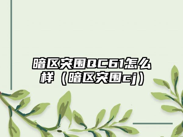 暗区突围QC61怎么样（暗区突围cj）