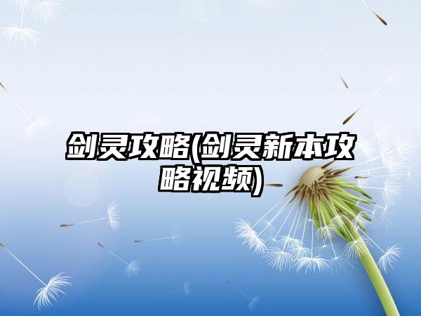 剑灵攻略(剑灵新本攻略视频)
