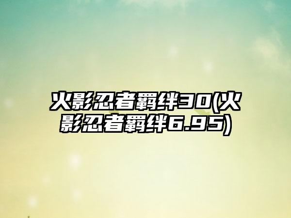火影忍者羁绊30(火影忍者羁绊6.95)