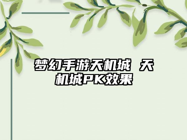 梦幻手游天机城 天机城PK效果