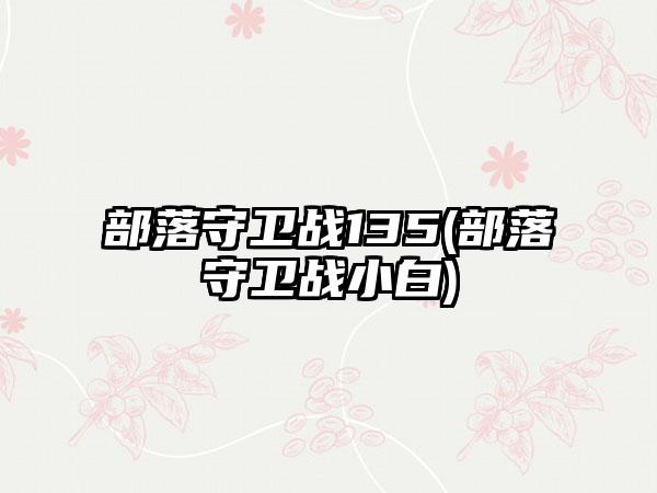 部落守卫战135(部落守卫战小白)
