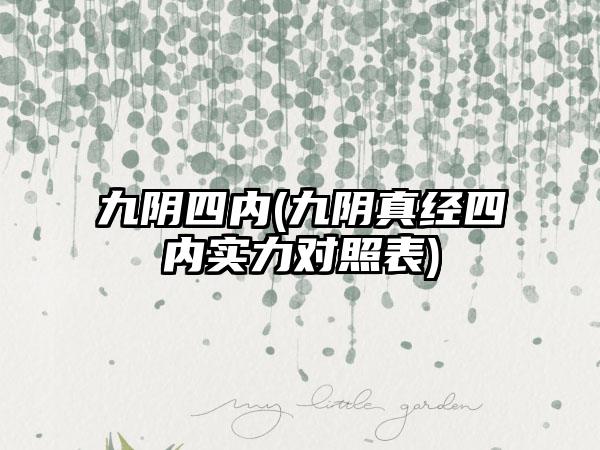 九阴四内(九阴真经四内实力对照表)