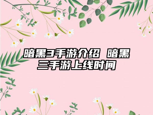 暗黑3手游介绍 暗黑三手游上线时间