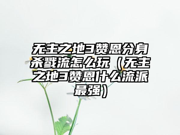 无主之地3赞恩分身杀戮流怎么玩（无主之地3赞恩什么流派最强）