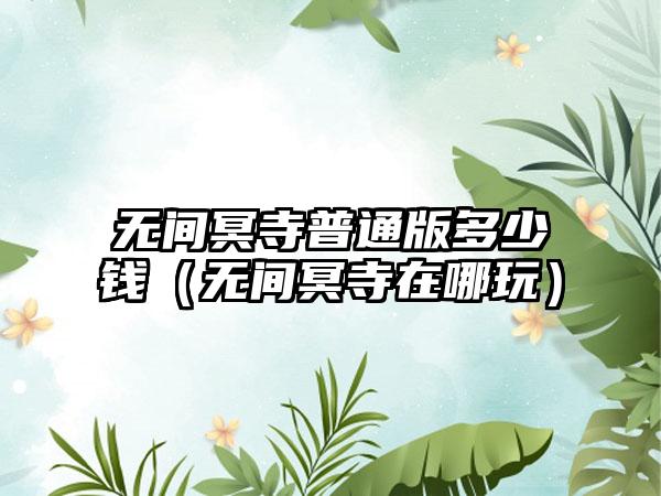 无间冥寺普通版多少钱（无间冥寺在哪玩）