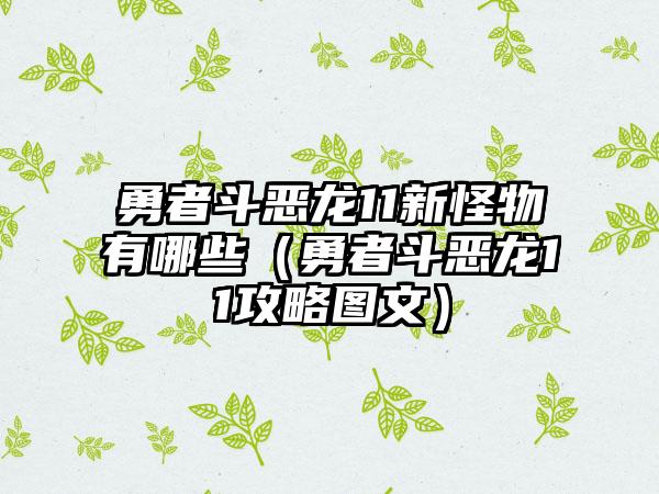 勇者斗恶龙11新怪物有哪些（勇者斗恶龙11攻略图文）