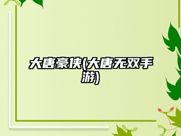大唐豪侠(大唐无双手游)
