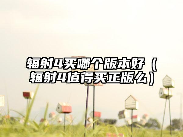 辐射4买哪个版本好（辐射4值得买正版么）