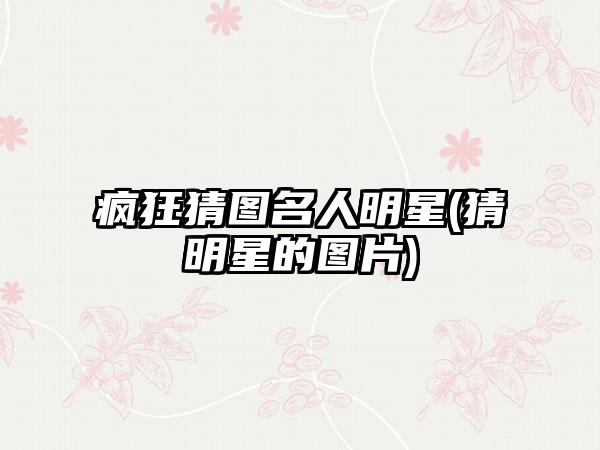 疯狂猜图名人明星(猜明星的图片)