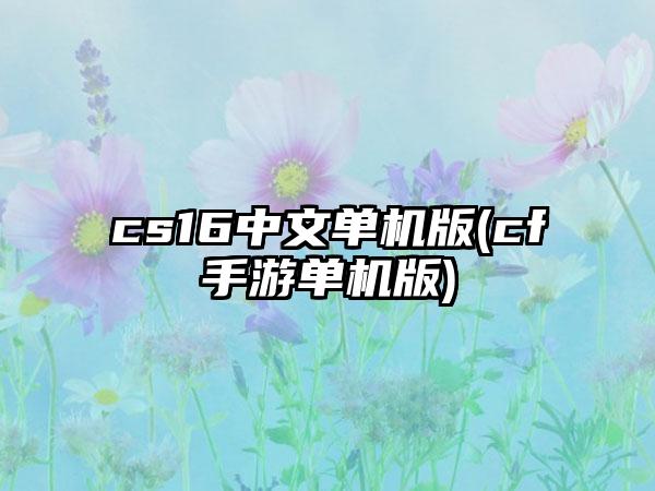 cs16中文单机版(cf手游单机版)