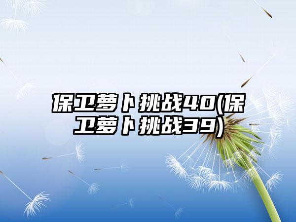 保卫萝卜挑战40(保卫萝卜挑战39)