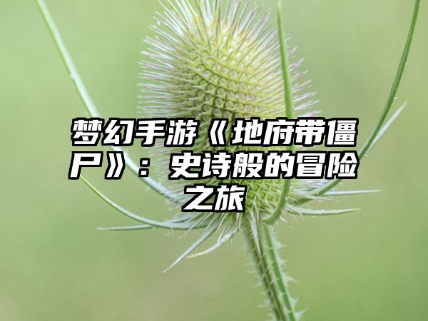 梦幻手游《地府带僵尸》：史诗般的冒险之旅