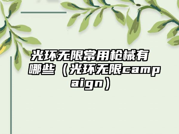 光环无限常用枪械有哪些（光环无限campaign）