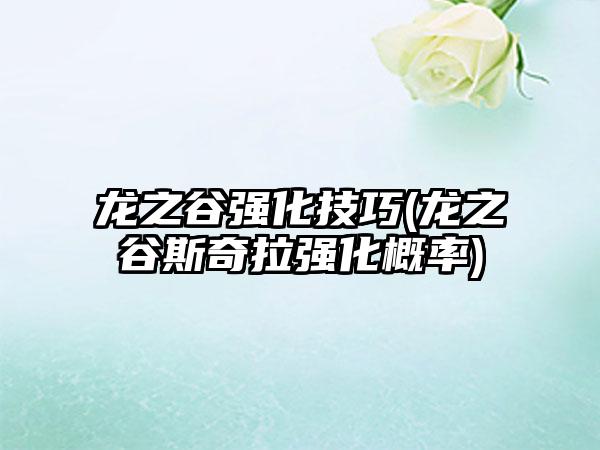 龙之谷强化技巧(龙之谷斯奇拉强化概率)