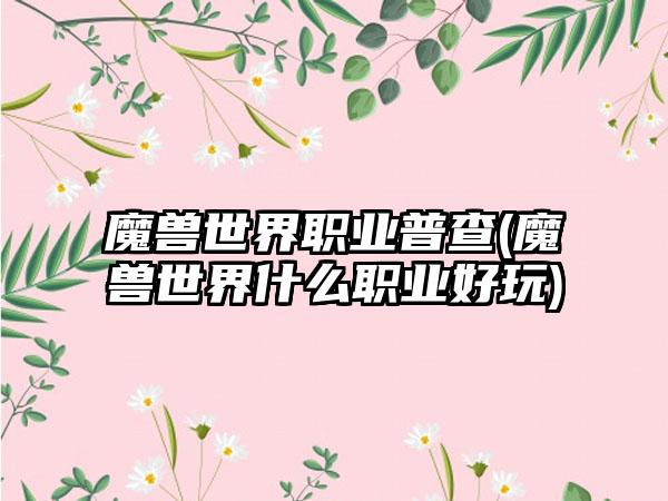 魔兽世界职业普查(魔兽世界什么职业好玩)