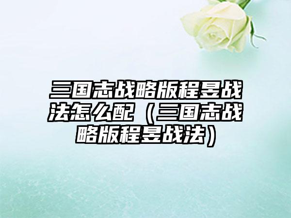 三国志战略版程昱战法怎么配（三国志战略版程昱战法）