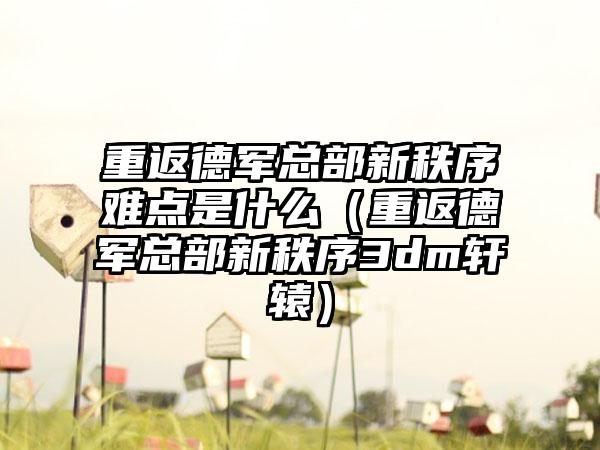 重返德军总部新秩序难点是什么（重返德军总部新秩序3dm轩辕）