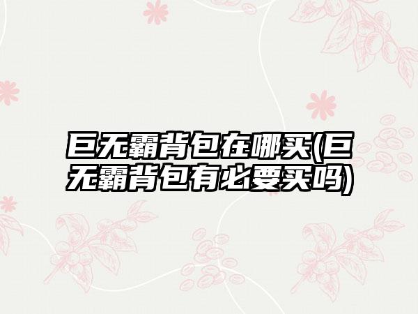 巨无霸背包在哪买(巨无霸背包有必要买吗)