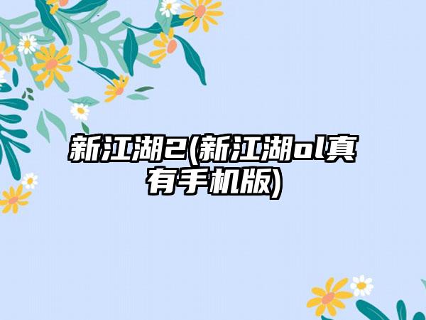 新江湖2(新江湖ol真有手机版)