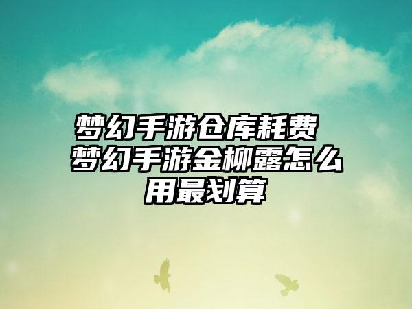 梦幻手游仓库耗费 梦幻手游金柳露怎么用最划算