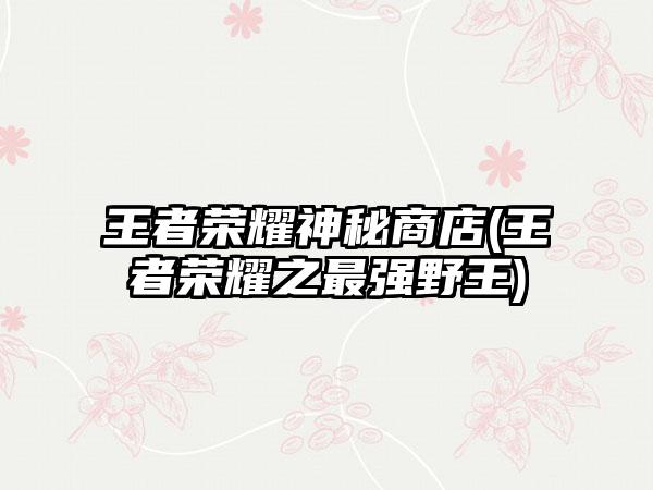 王者荣耀神秘商店(王者荣耀之最强野王)