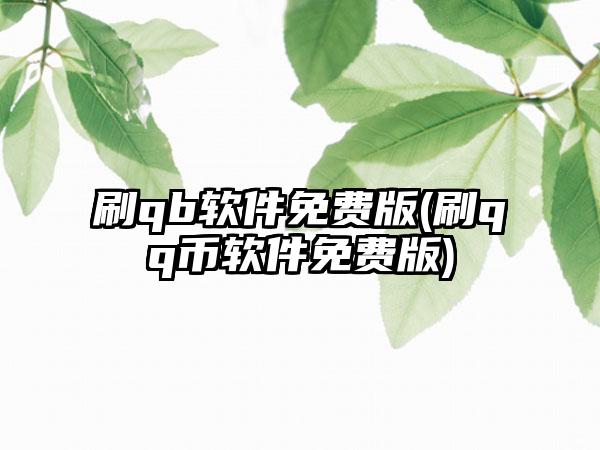 刷qb软件免费版(刷qq币软件免费版)