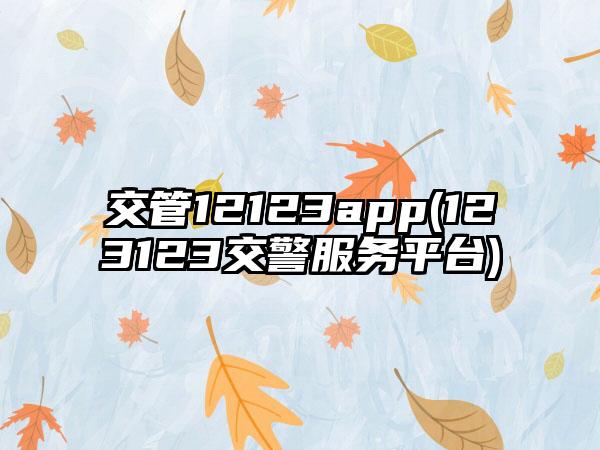 交管12123app(123123交警服务平台)