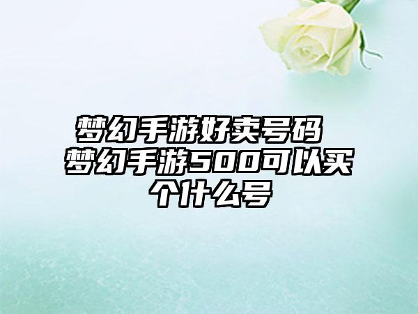 梦幻手游好卖号码 梦幻手游500可以买个什么号