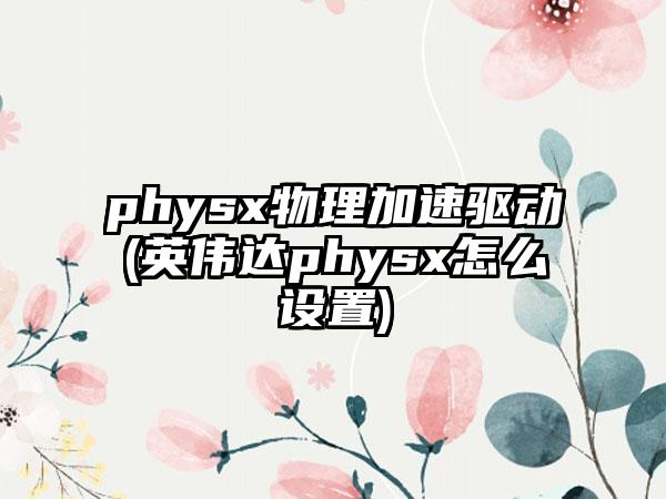 physx物理加速驱动(英伟达physx怎么设置)