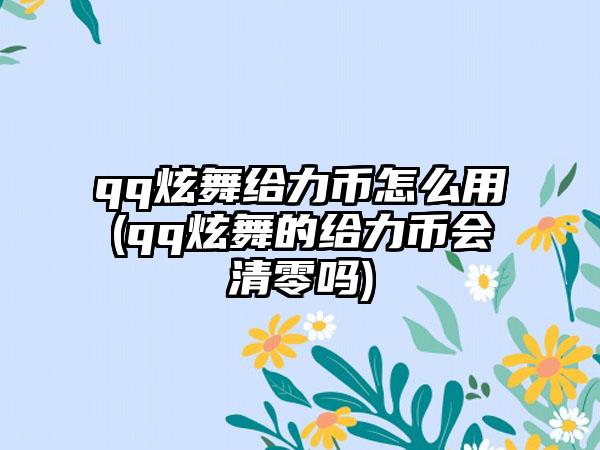 qq炫舞给力币怎么用(qq炫舞的给力币会清零吗)