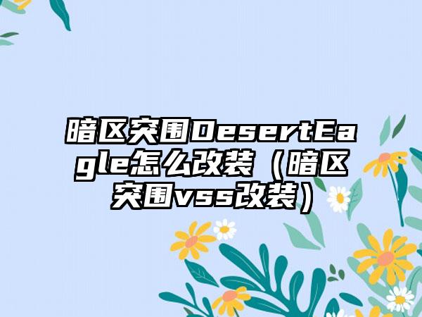 暗区突围DesertEagle怎么改装（暗区突围vss改装）