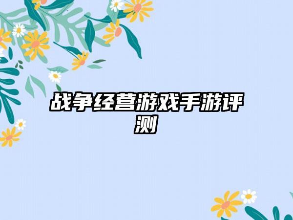 战争经营游戏手游评测