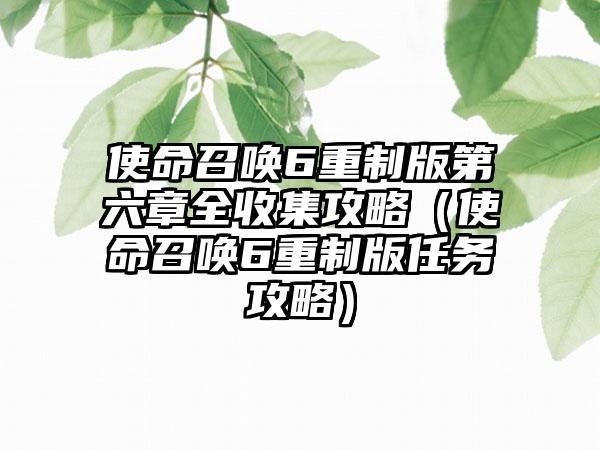 使命召唤6重制版第六章全收集攻略（使命召唤6重制版任务攻略）