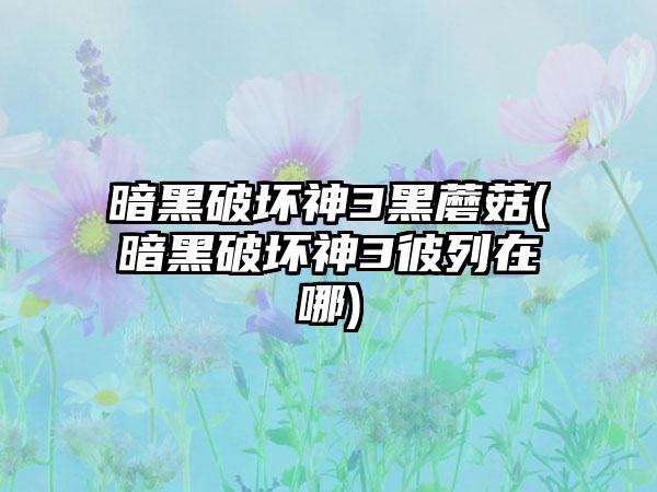 暗黑破坏神3黑蘑菇(暗黑破坏神3彼列在哪)