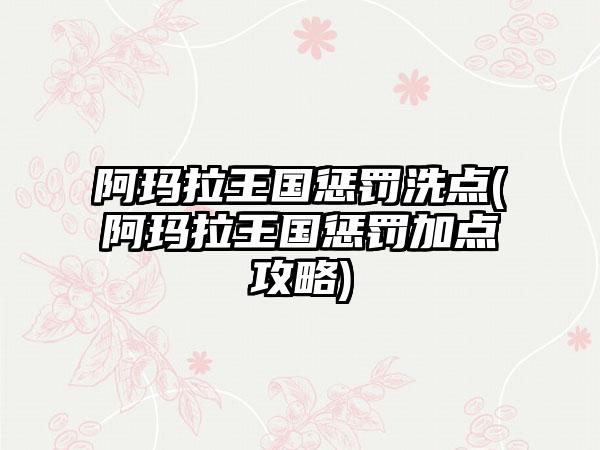 阿玛拉王国惩罚洗点(阿玛拉王国惩罚加点攻略)