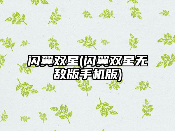 闪翼双星(闪翼双星无敌版手机版)