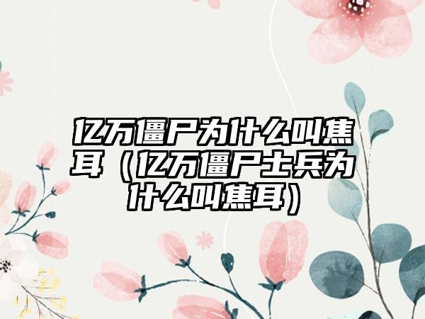 亿万僵尸为什么叫焦耳（亿万僵尸士兵为什么叫焦耳）