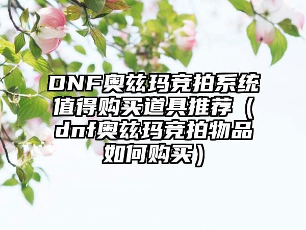 DNF奥兹玛竞拍系统值得购买道具推荐（dnf奥兹玛竞拍物品如何购买）